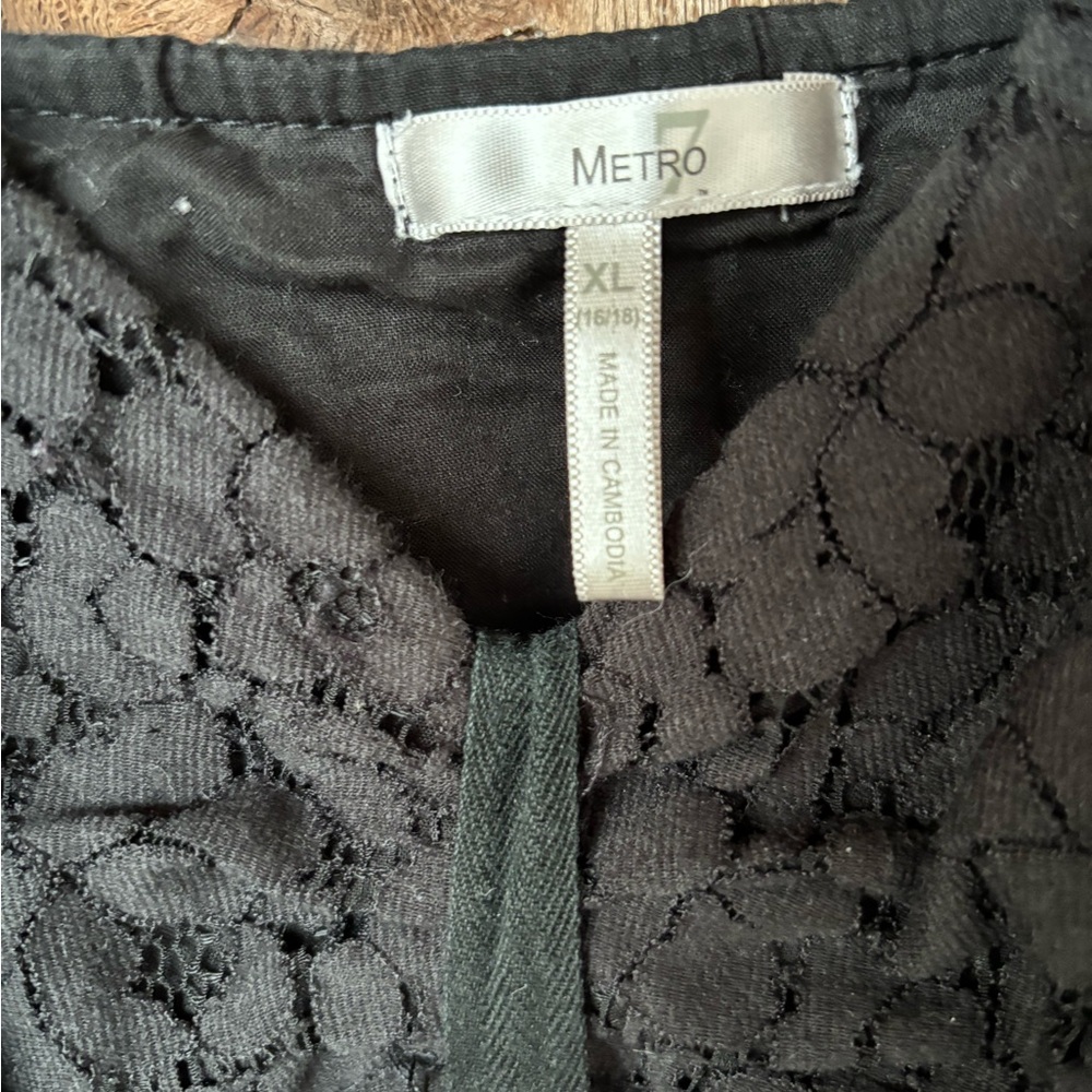 Metro 7‎ Black Floral Lace Cami Tank Top XL (16/18) Lined Cottagecore Boho Goth - Picture 4 of 7